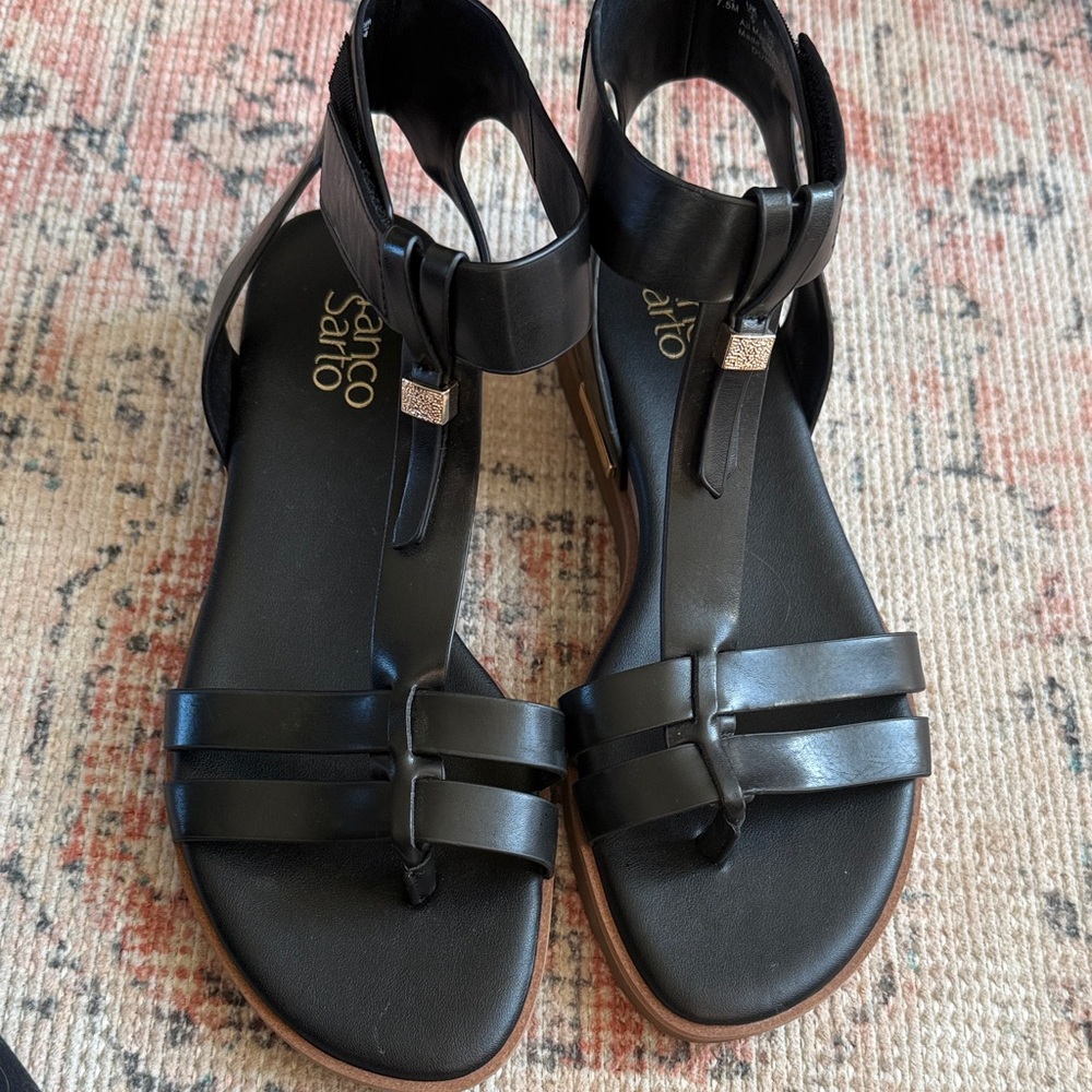 Franco Sarto Black Leather Sandals